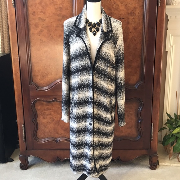 Michael Kors Black, Gray & White Long Knit Cardigan - Picture 5 of 14